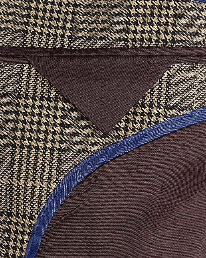 Brown Slim Fit Check Suit Jacket