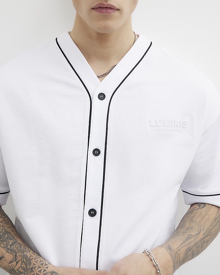 Grey Embossed Luminis Baseball Shirt