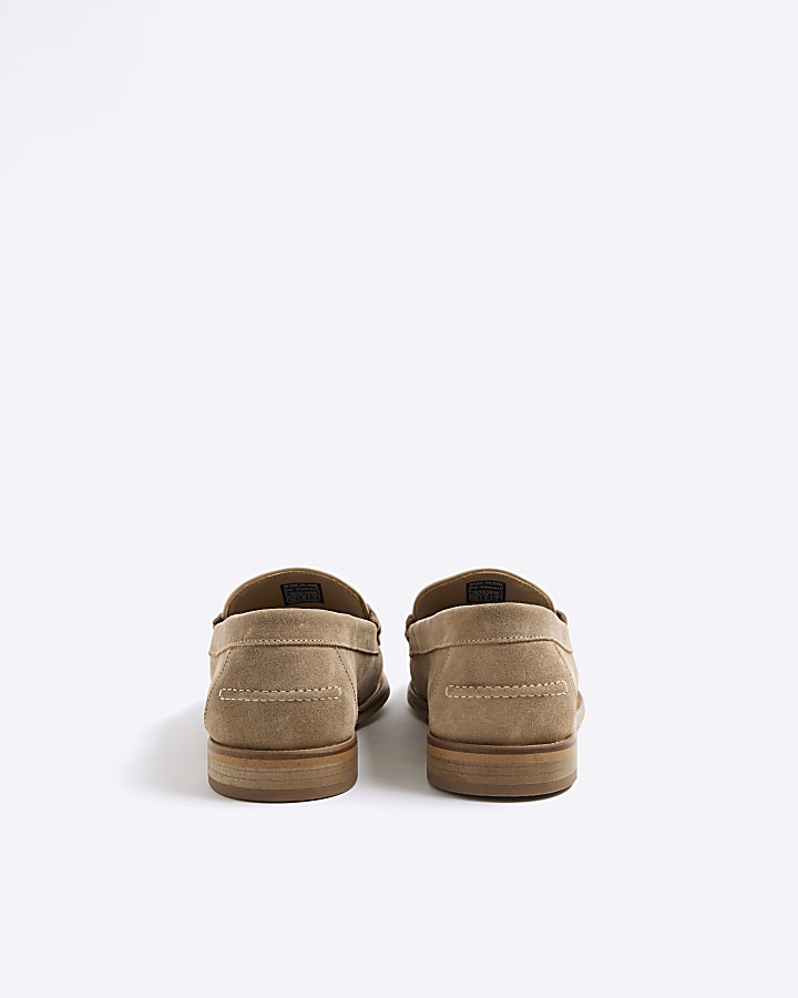 Stone Premium Suede Snaffle Loafers