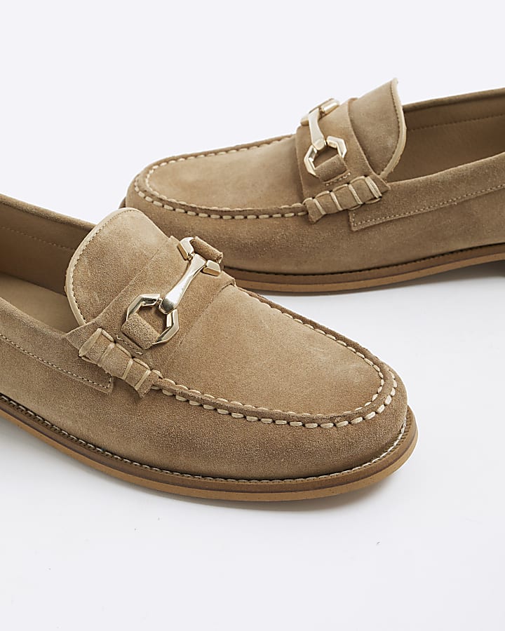 Stone Premium Suede Snaffle Loafers