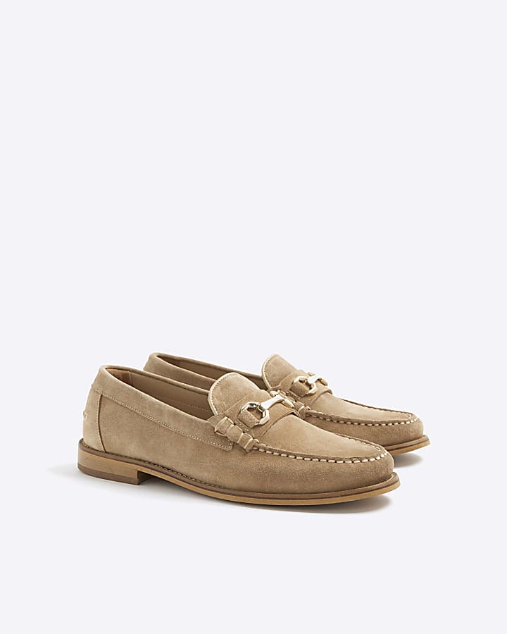 Stone Premium Suede Snaffle Loafers