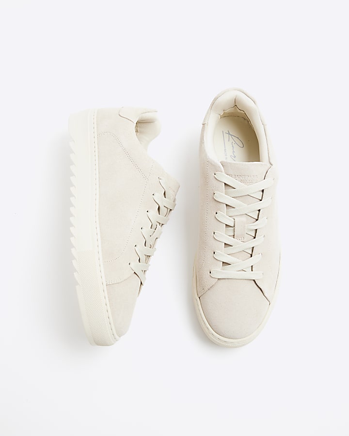 Stone Suede Shark Tooth Sole Trainers