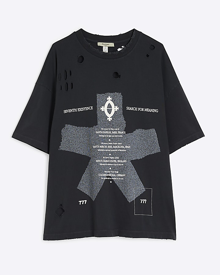 Black Oversized Seventh Existence T-Shirt