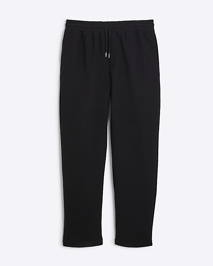 Black Textured Tapered Joggers