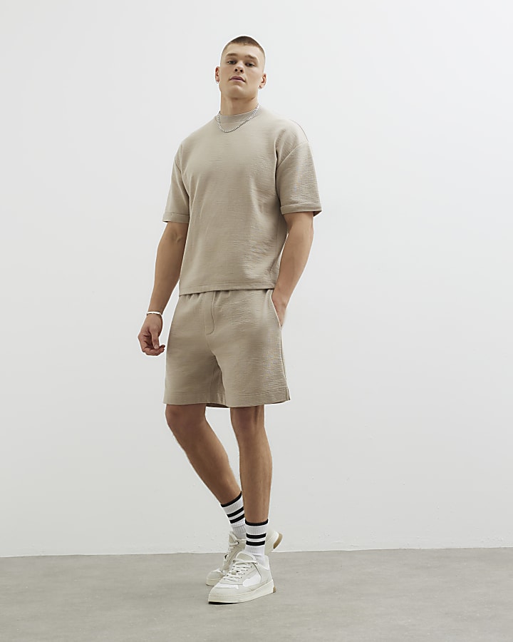 Stone Short Sleeve Textured T-Shirt