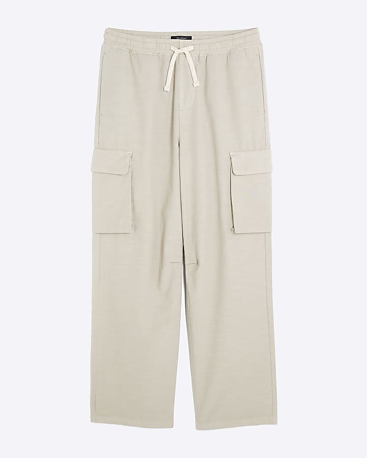 Stone Straight Leg Cargo Trousers