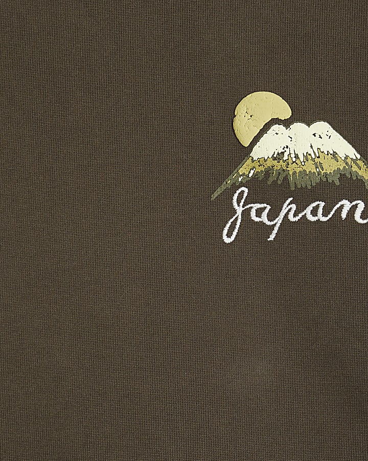 Khaki Oversized Japanese Souvenir T-Shirt