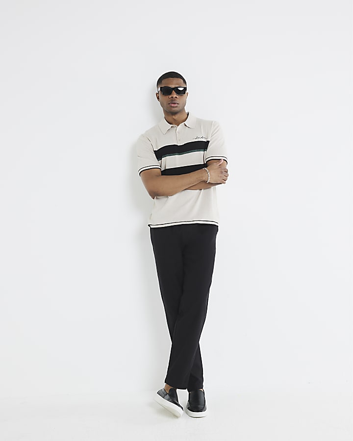 Stone Boucle Colour Block Polo Shirt