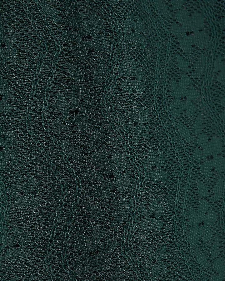 Green Short Sleeve Boxy Fit Lace Shirt