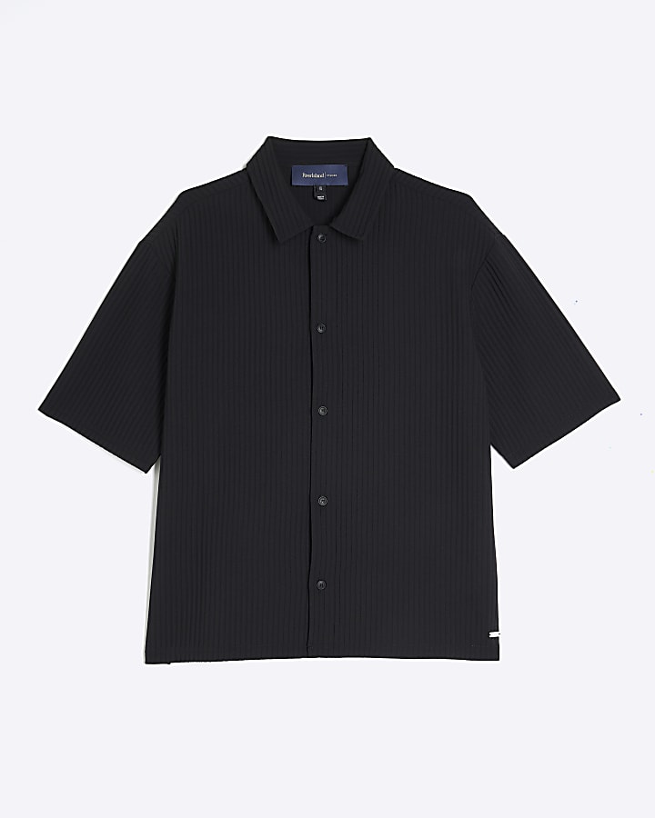 Black Chunky Plisse Shirt