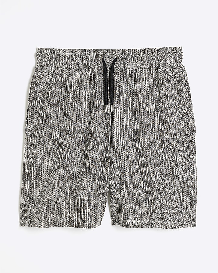 Grey Regular Fit Plisse Shorts