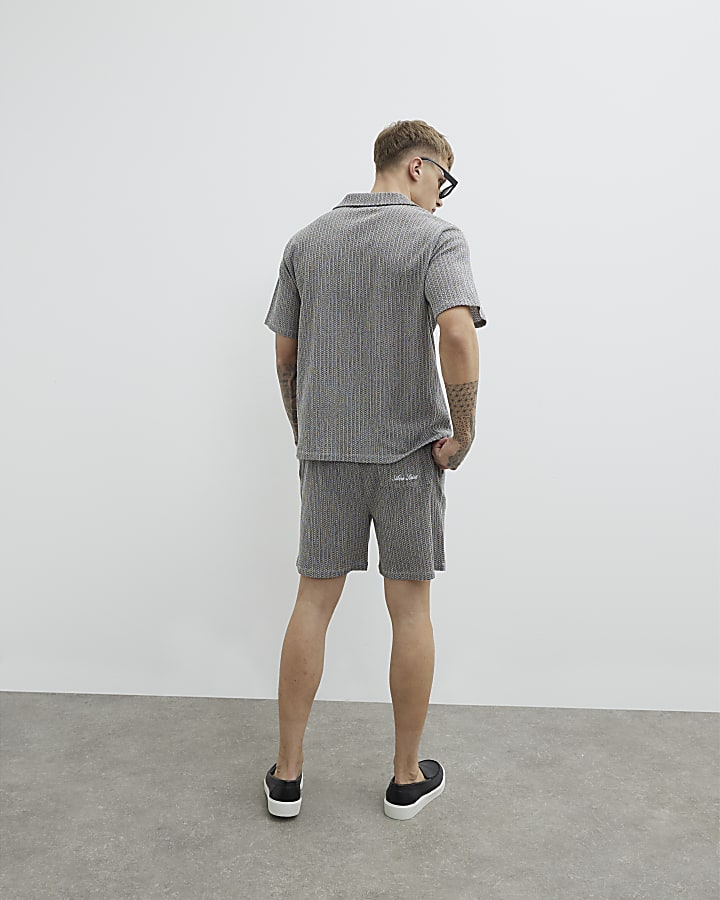 Grey Regular Fit Plisse Shorts