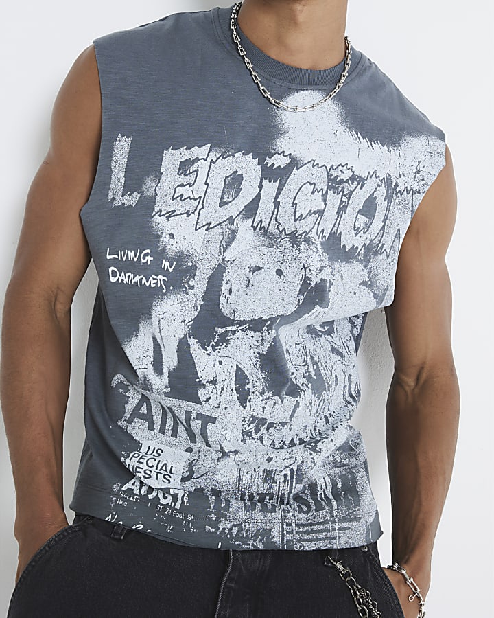 Grey Sleeveless Ledicion Tank Top