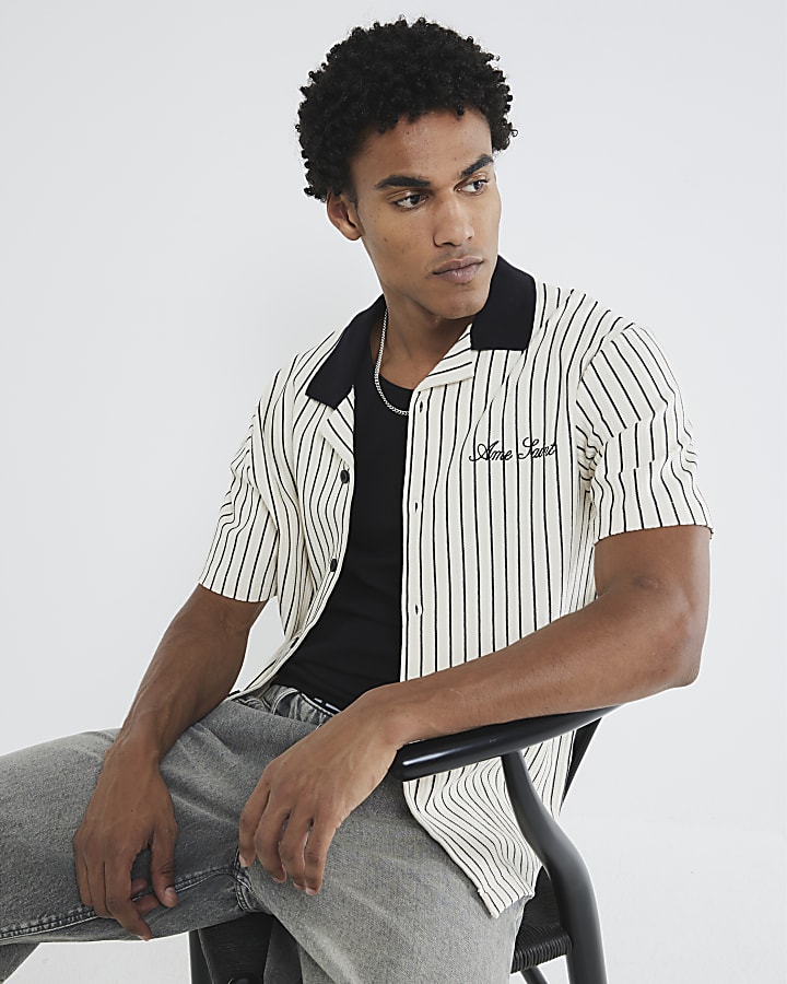 White Regular Fit Ame Saint Stripe Shirt