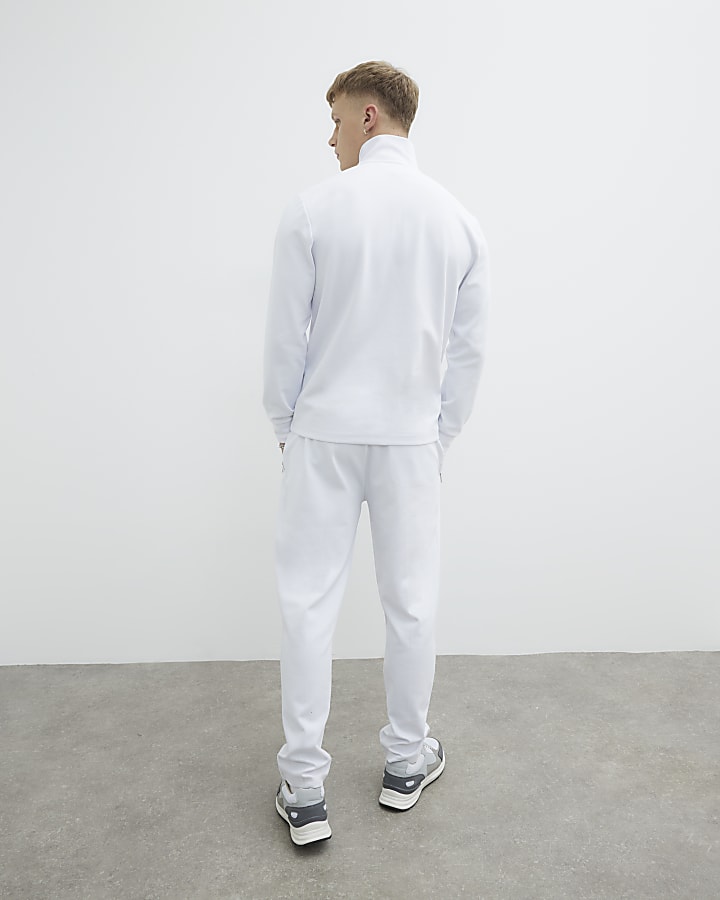 White Slim Fit Smart Pique Joggers