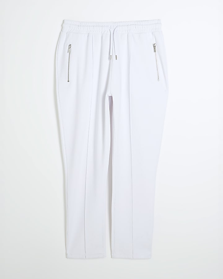 White Slim Fit Smart Pique Joggers