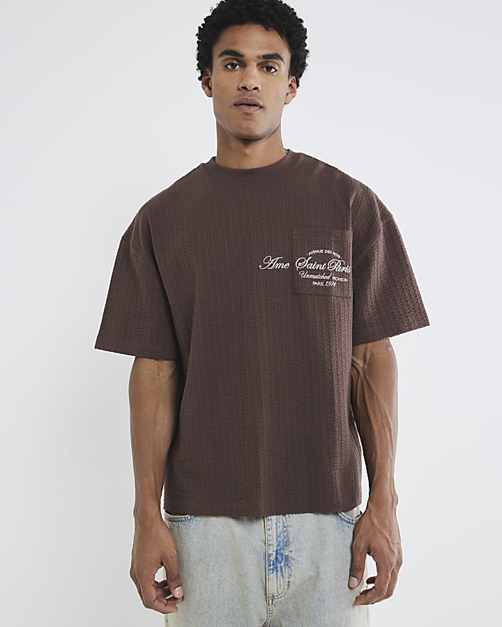 Brown Oversized Pocket T-Shirt