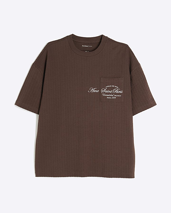 Brown Oversized Pocket T-Shirt