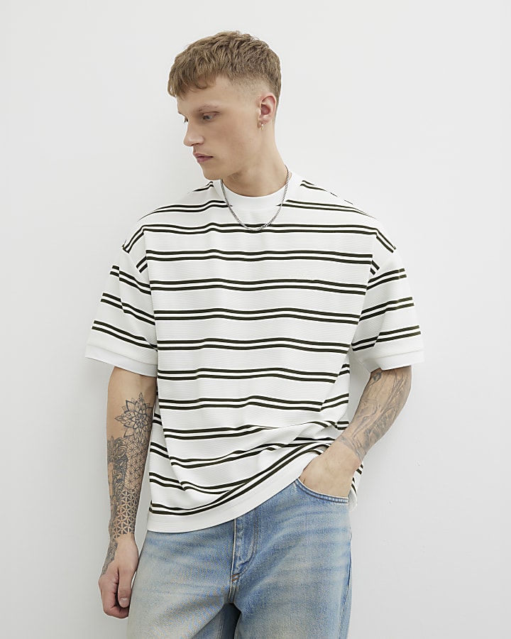 White Short Sleeve Stripe T-Shirt