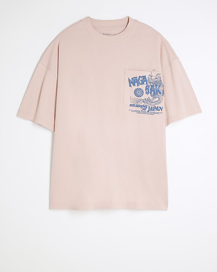 Pink Oversized Fit Nagasaki Pocket T-Shirt