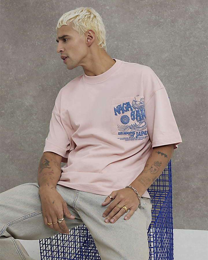 Pink Oversized Fit Nagasaki Pocket T-Shirt