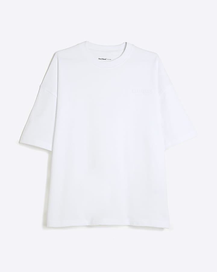 White Oversized Embossed Luminis T-Shirt