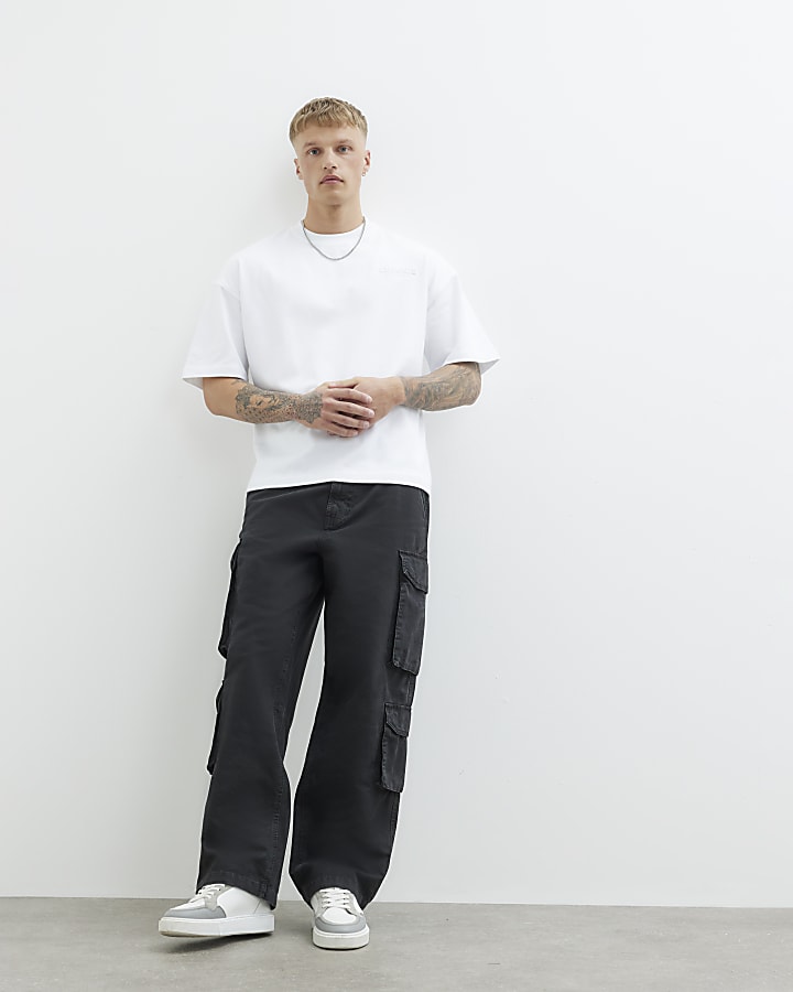 White Oversized Embossed Luminis T-Shirt