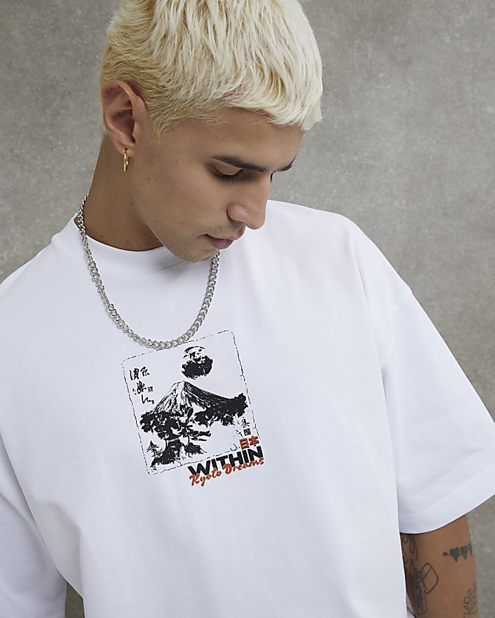 White Regular Fit Kyoto Dreams Patch T-Shirt