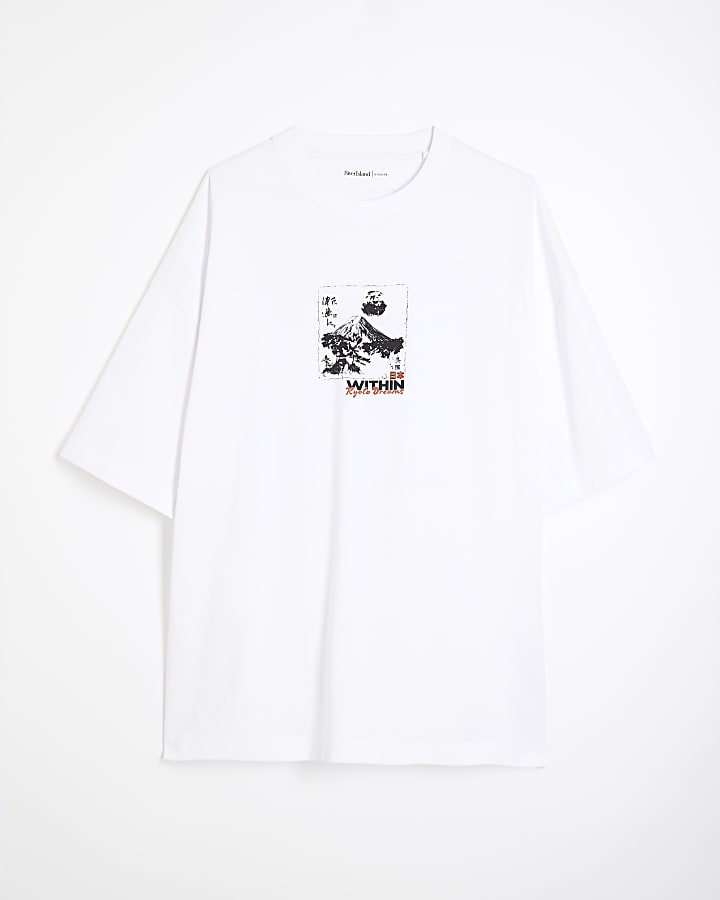 White Regular Fit Kyoto Dreams Patch T-Shirt