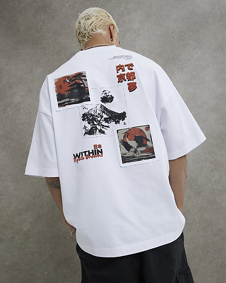 White Regular Fit Kyoto Dreams Patch T-Shirt