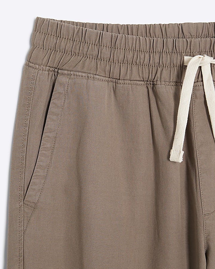 Brown Straight Fit Pull On Trousers
