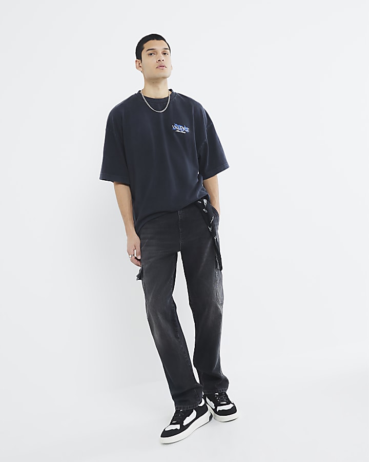 Black Oversized Fit Washed Valence T-Shirt