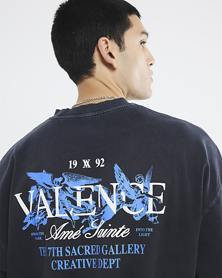 Black Oversized Fit Washed Valence T-Shirt