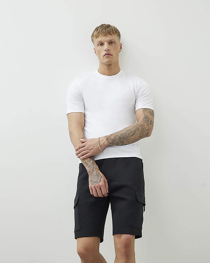 White Short Sleeve Muscle Fit T-shirt