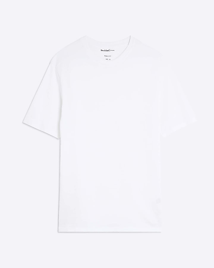 White Short Sleeve Muscle Fit T-shirt
