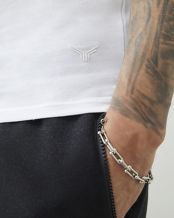 White Short Sleeve Muscle Fit T-shirt