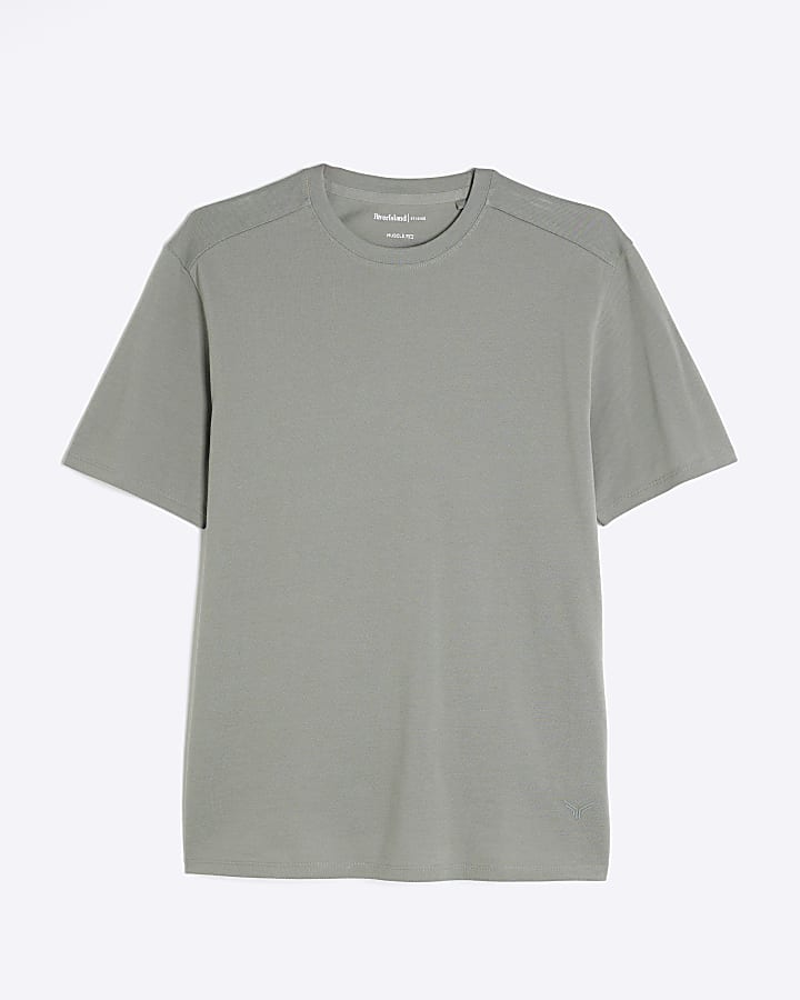 Grey Muscle Fit Pique T-Shirt