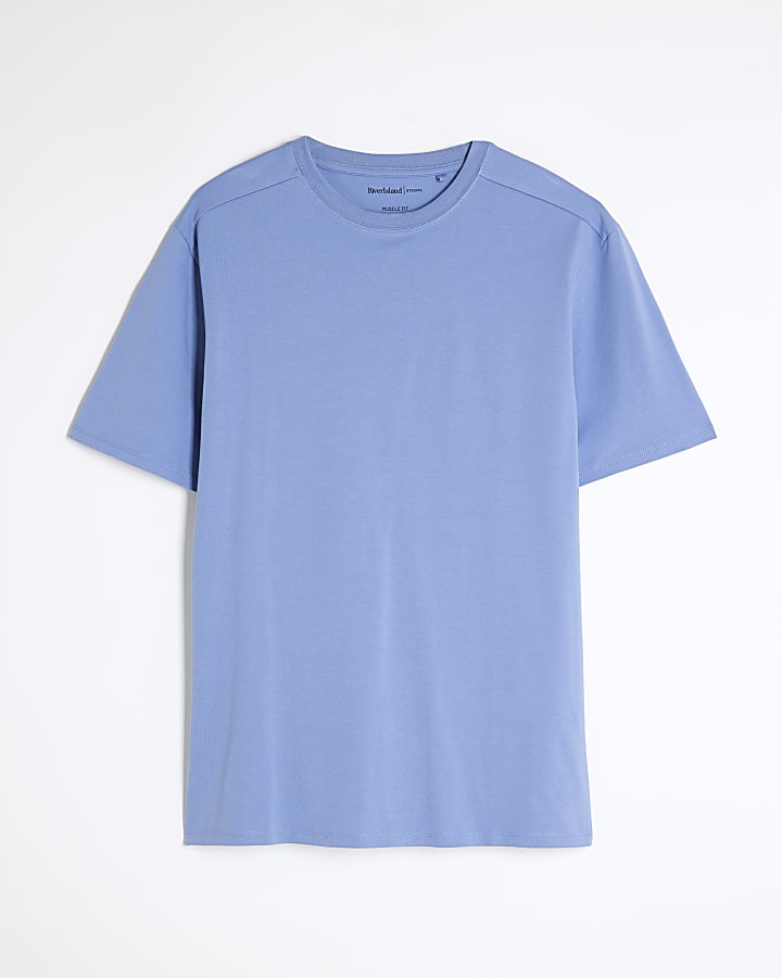 Blue Short Sleeve Muscle Fit T-Shirt