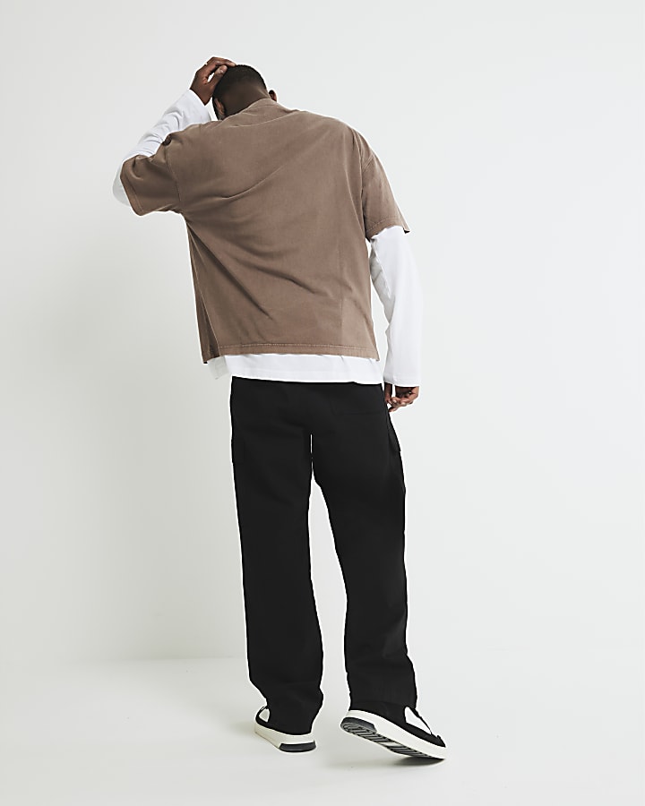 Black Loose Fit Cargo Trousers