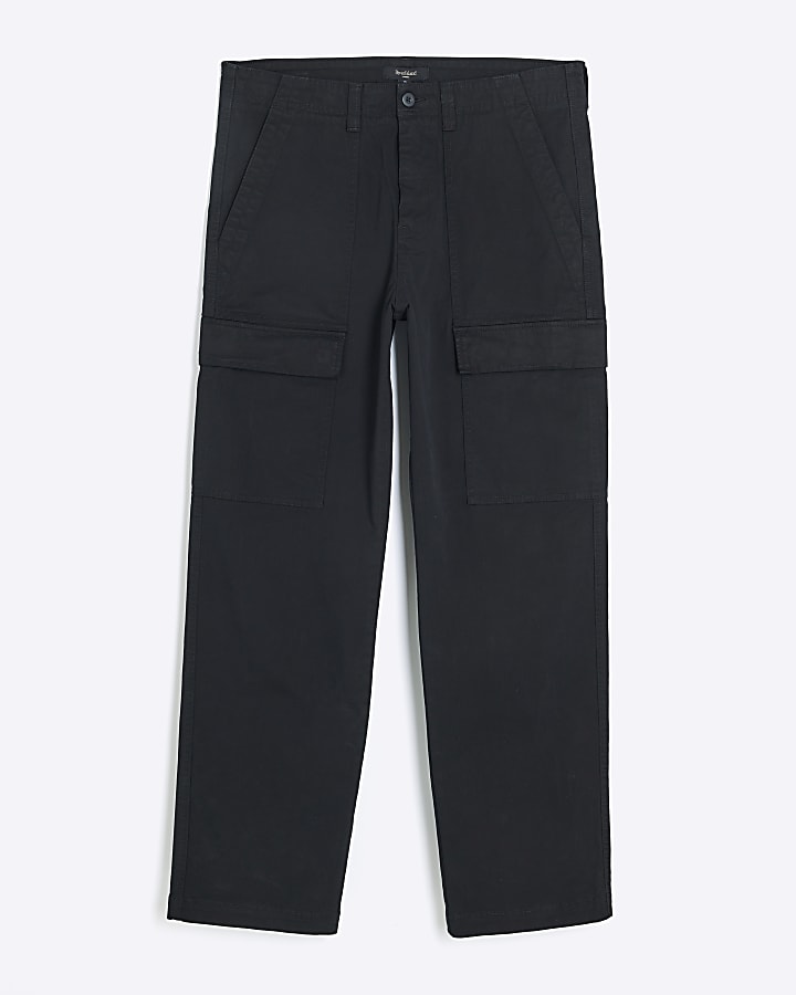 Black Loose Fit Cargo Trousers