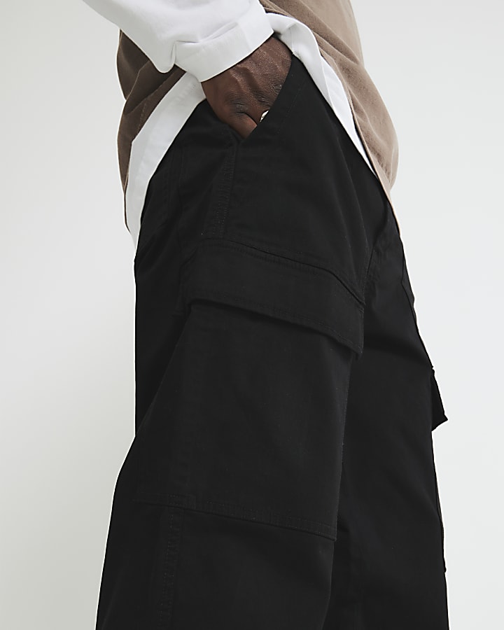 Black Loose Fit Cargo Trousers