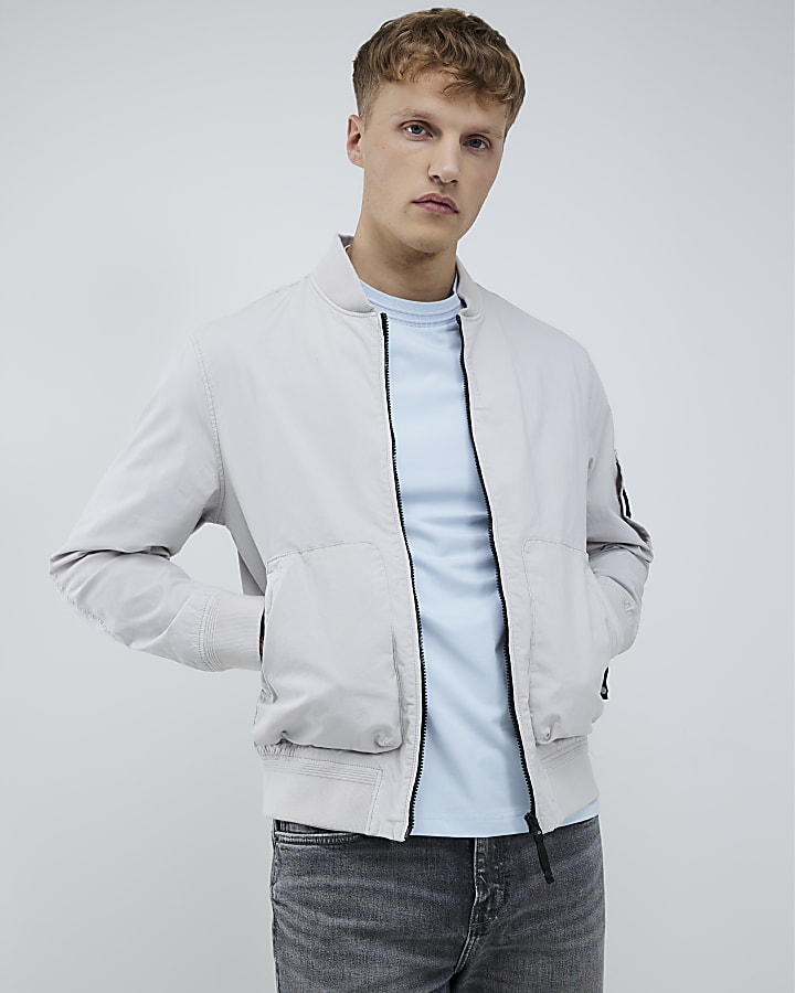Grey Utility Bomber Jacket