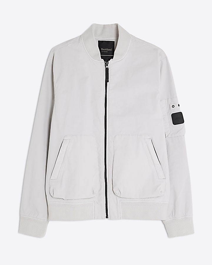 Grey Utility Bomber Jacket