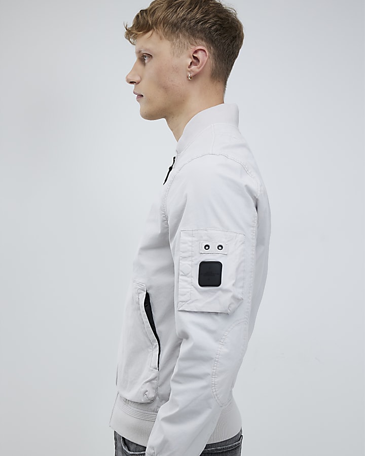 Grey Utility Bomber Jacket