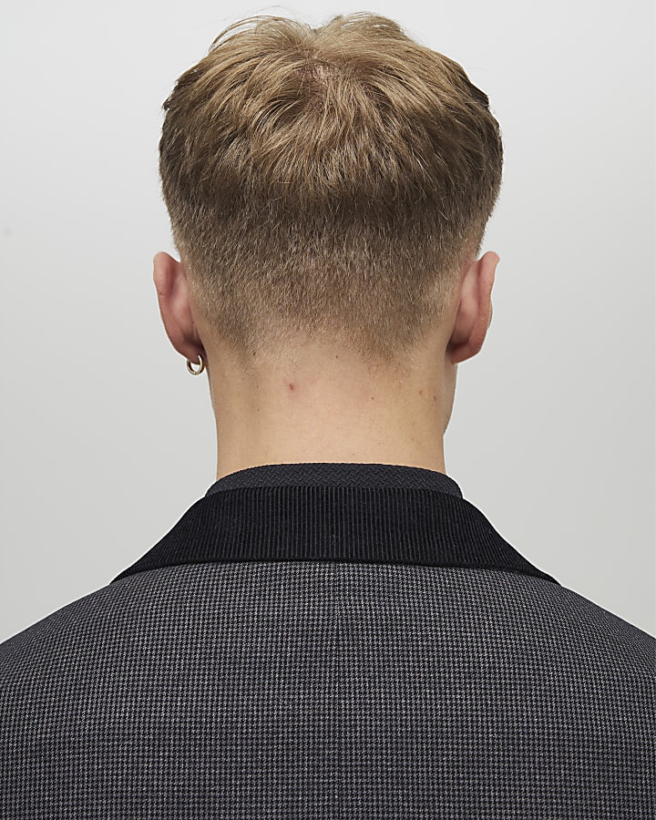 Grey Skinny Fit Check Suit Jacket