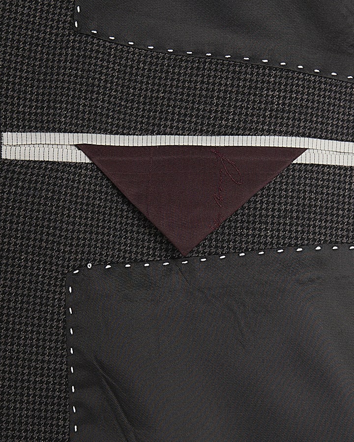 Grey Skinny Fit Check Suit Jacket
