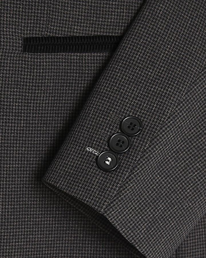 Grey Skinny Fit Check Suit Jacket