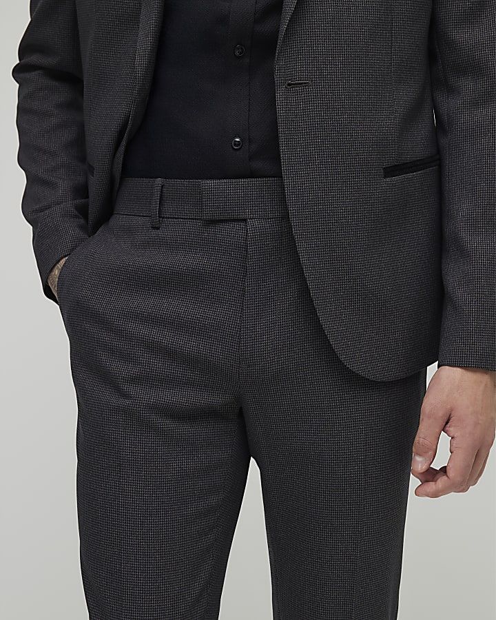 Grey Skinny Fit Check Trousers
