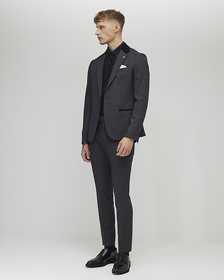 Grey Skinny Fit Check Trousers