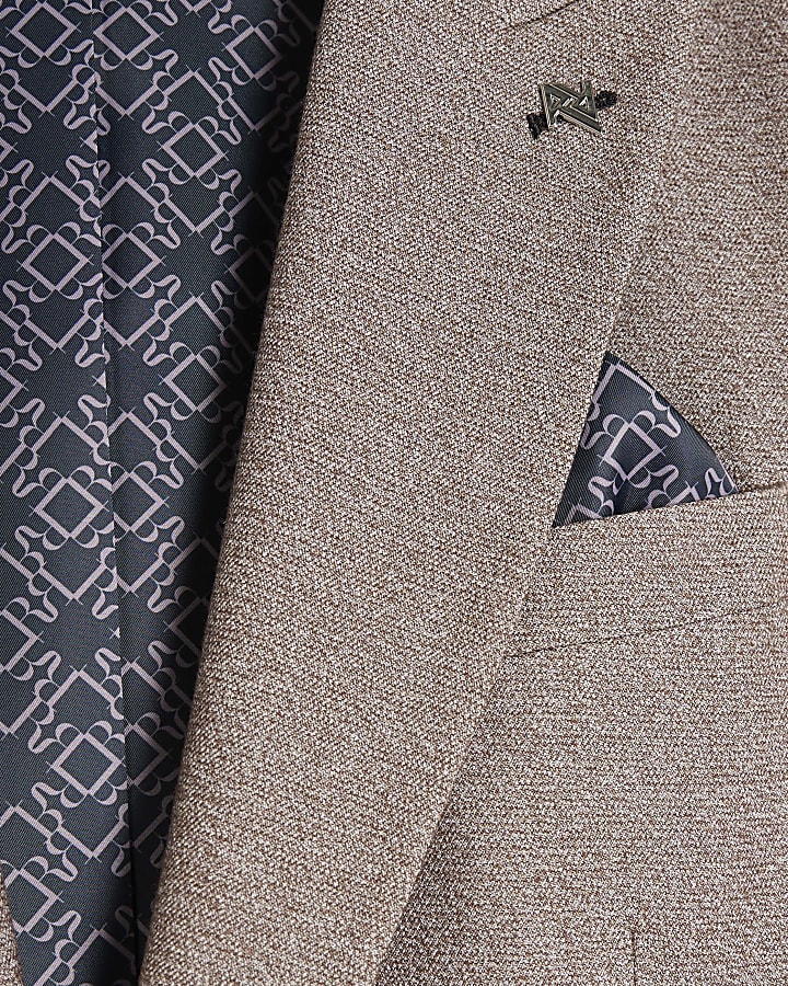 Stone Slim Fit Textured Suit Jacket
